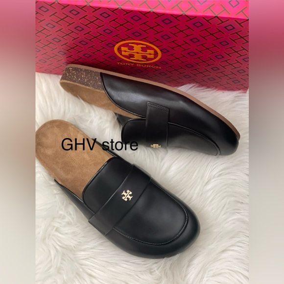 Tory Burch Everly Cork Leather Mule Shoes - Picture 3 of 6